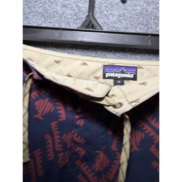 Patagonia Mens Navy Blue W Orange Print Board Shorts Swim Trunks Size 32 - Picture 4 of 10